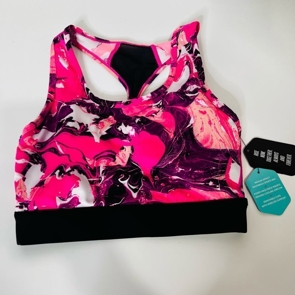 Rise by LuLaRoe Invincible Purple Pink Mesh Racerback Sports Jog Bra